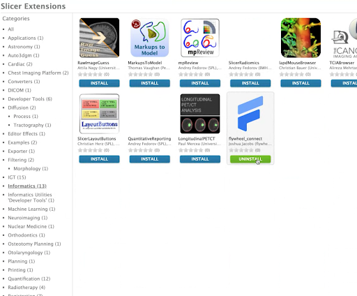 A screenshot of the 3D Slicer App Store.