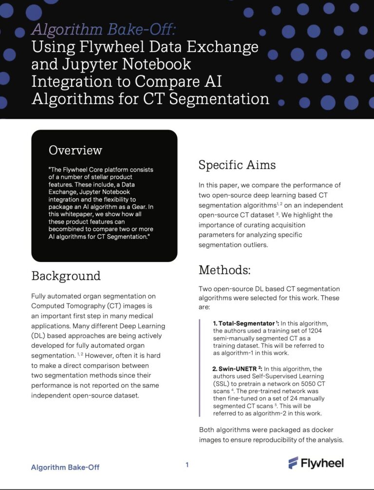 Algorithm Bake-Off: Comparing AI Algorithms for CT Segmentation with Flywheel Data Exchange and Jupyter Notebooks